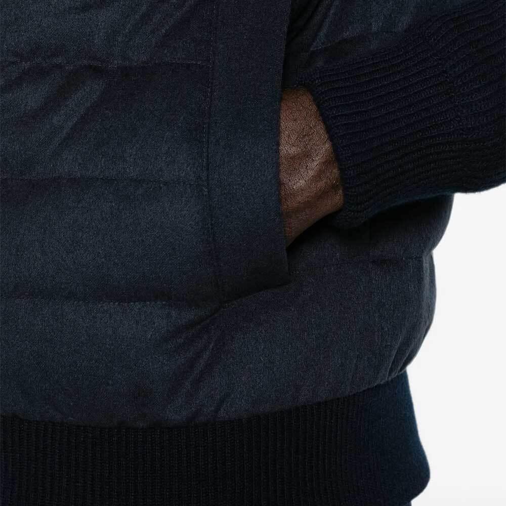 Herno Melange Wool-Blend Flannel Padded Jacket