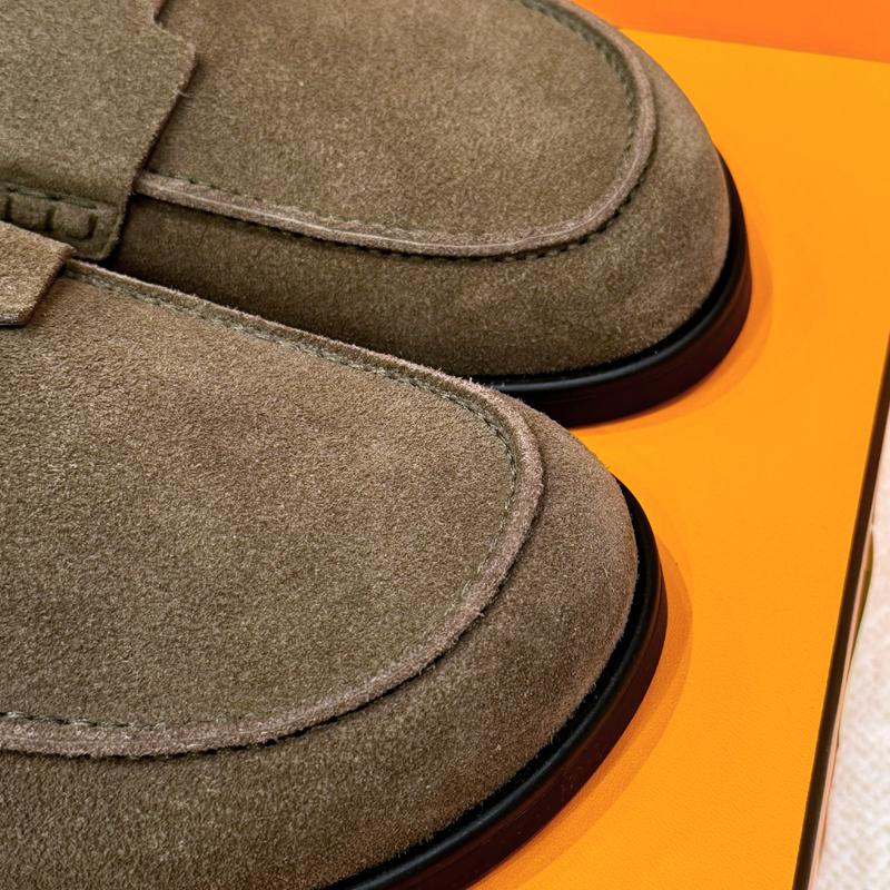 HERMES Etoupe Suede Calfskin Go Mule Sandals for Men