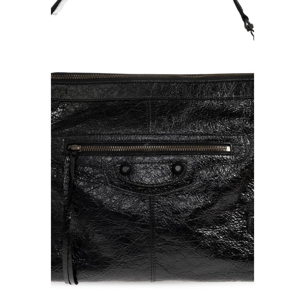 BALENCIAGA Le City Moto Medium Crossbody Bag Black Leather