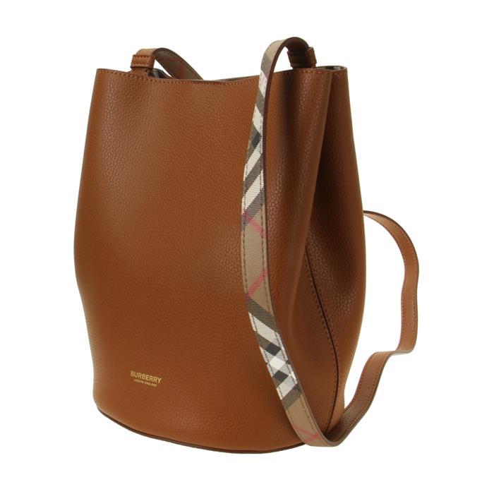 BURBERRY Double-Faced Inner Check Bucket Shoulder Bag