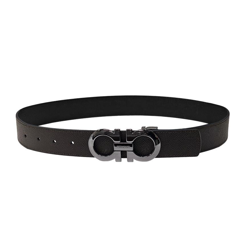 Ferragamo Men’s Leather Gancini Belt 675542 689112