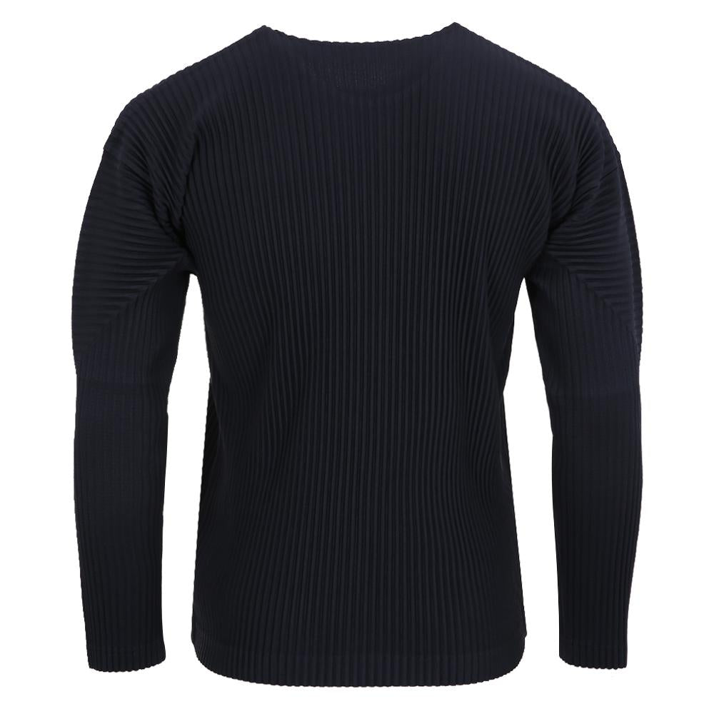 Issey Miyake Homme Plissé Black Pleated Long Sleeve T-Shirt