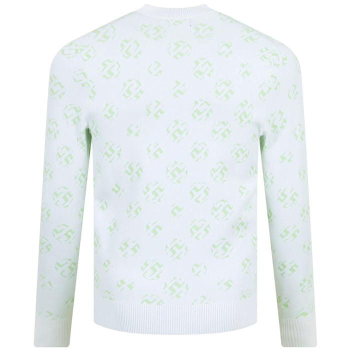 J LINDEBERG GUS Jacquard Crewneck Knit Sweater White