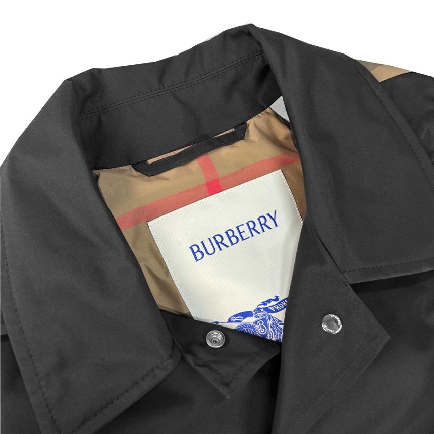 BURBERRY Black Trench Hooded Car Coat Oxclose