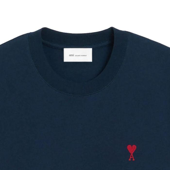 AMI Unisex Heart Logo Short Sleeve T-Shirt Navy