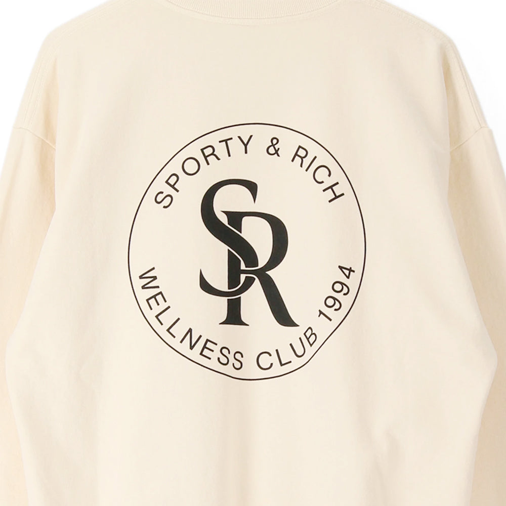SPORTY&RICH Cream Fleece Logo Print Sweatshirt for Women