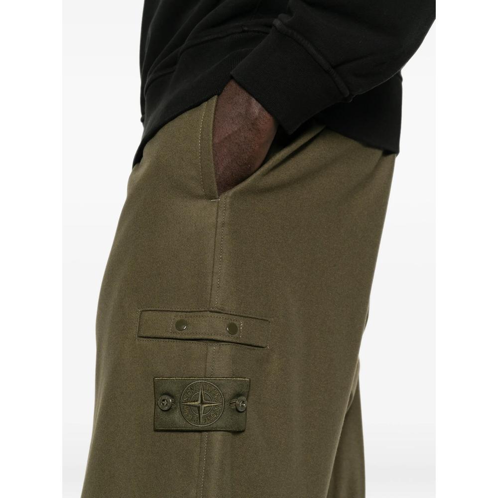 STONE ISLAND Cotton Fleece Sweatpants Joggers Navy Men's Pants