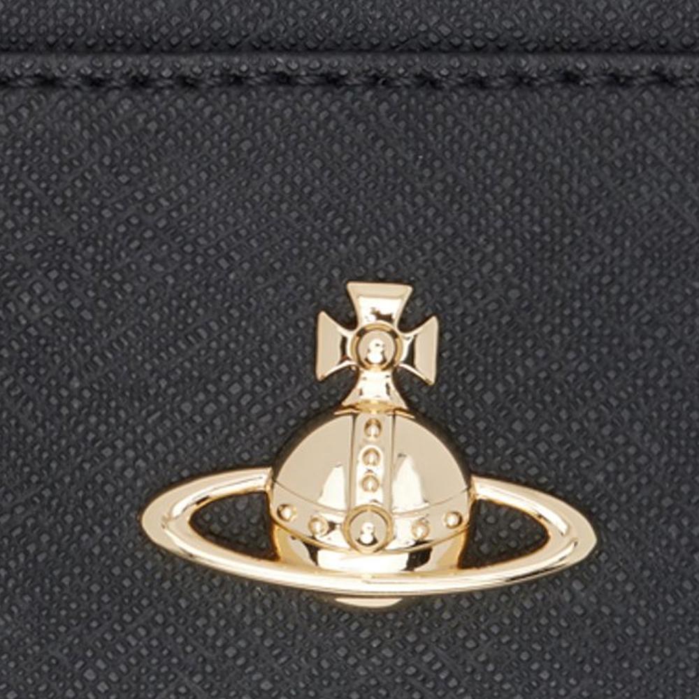 Vivienne Westwood Gold-Tone Saffiano Leather Card Holder Black