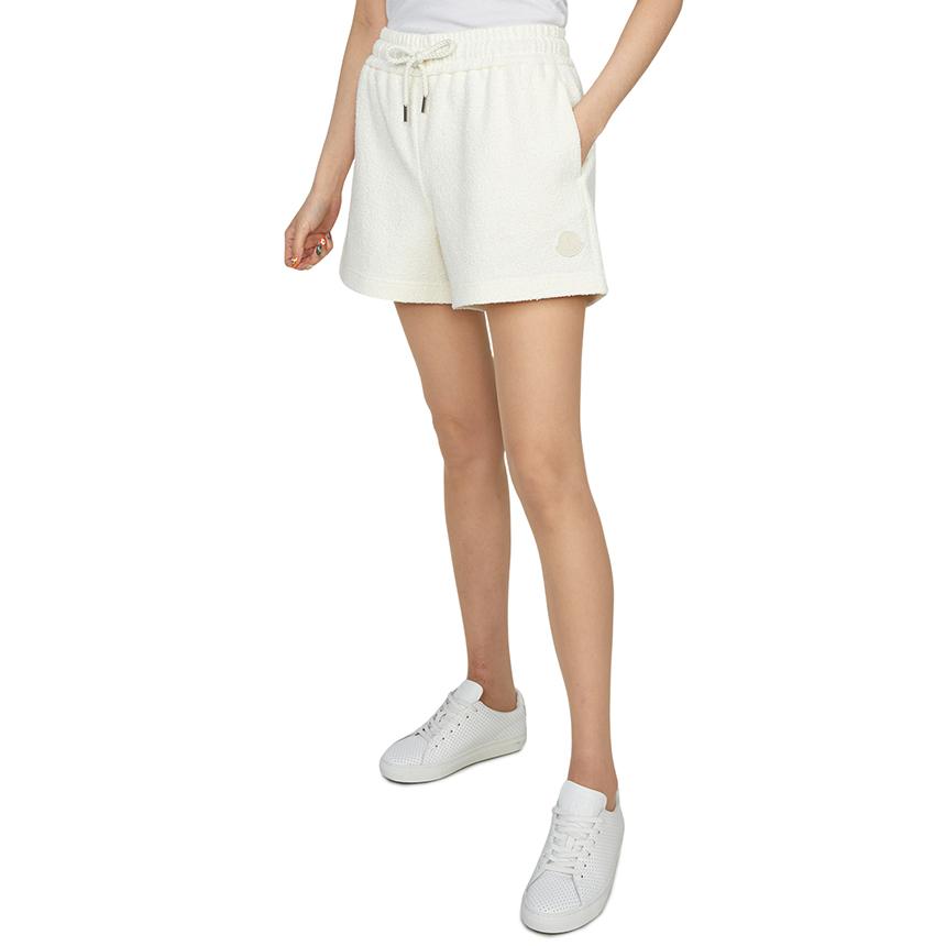 Moncler Women’s Cotton Blend Logo Trim Short Shorts White