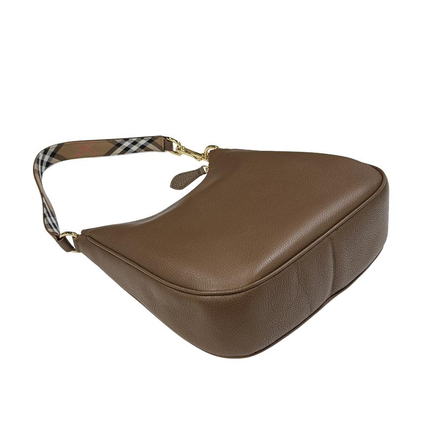 BURBERRY Grain Leather Brown Hobo Shoulder Bag 81046811