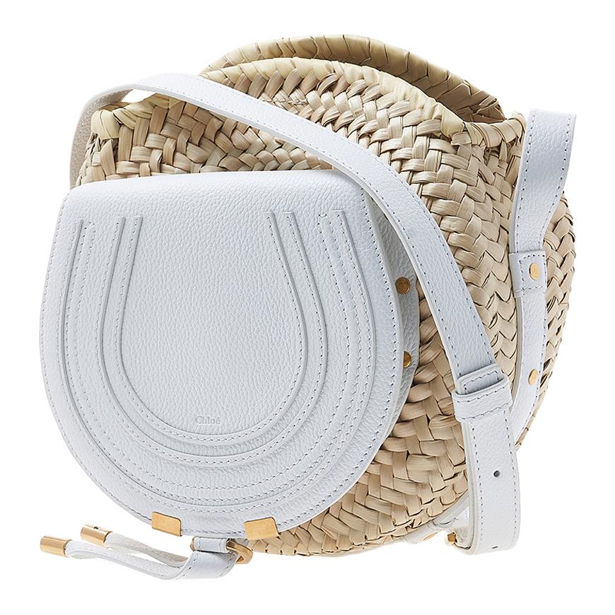 Chloe Marcie Basket Shoulder Bag Women’s Natural Woven Leather Trim