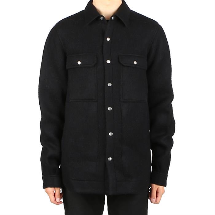 Rick Owens Long Sleeve Felt Overshirt Jacket Black Men’s