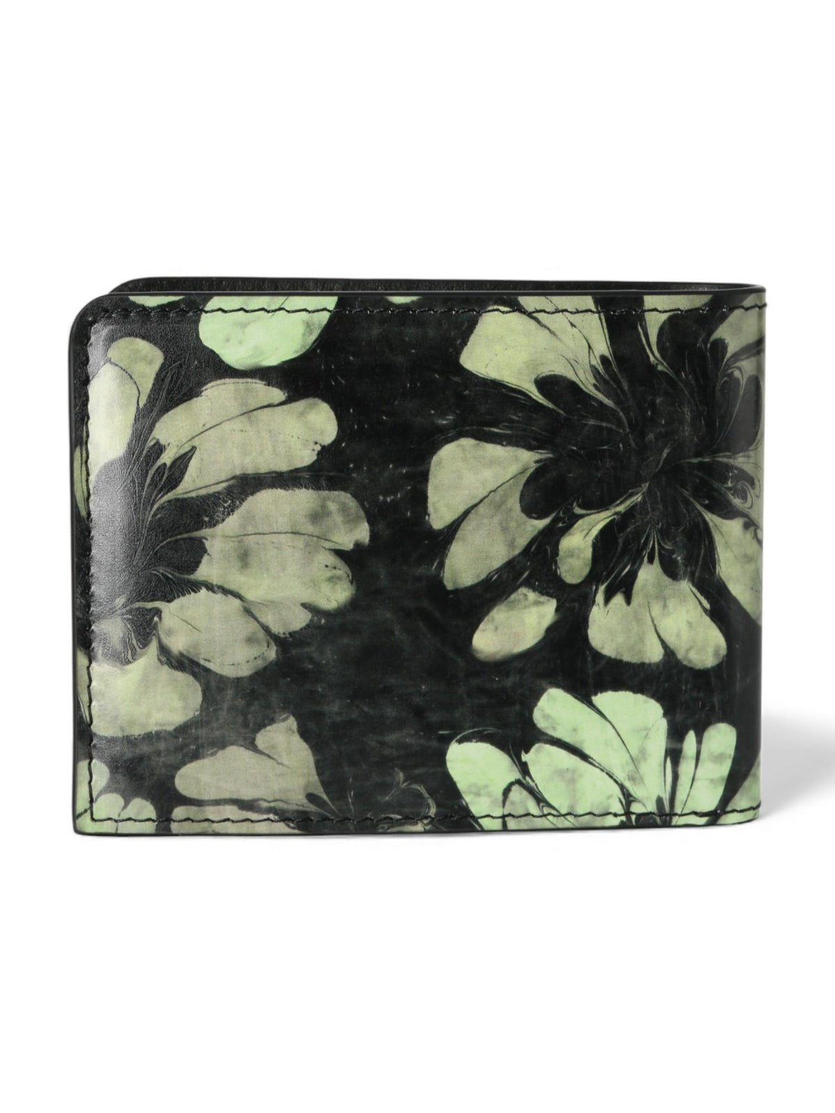 Dries Van Noten Green Flower Print Leather Bifold Wallet 251 022103 799 604