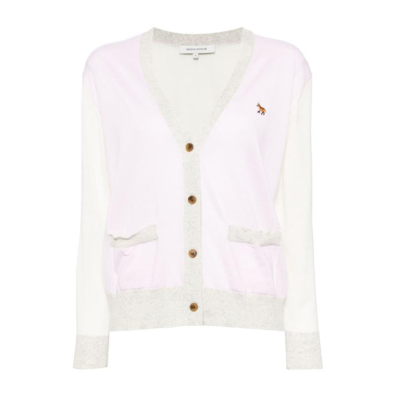 Maison Kitsune Baby Fox Patch Pink Knit Cardigan MW00505 KT1036 P603