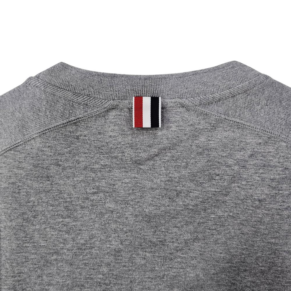 THOM BROWNE Diagonal Stripe Milano Cotton Short Sleeve T-Shirt Gray