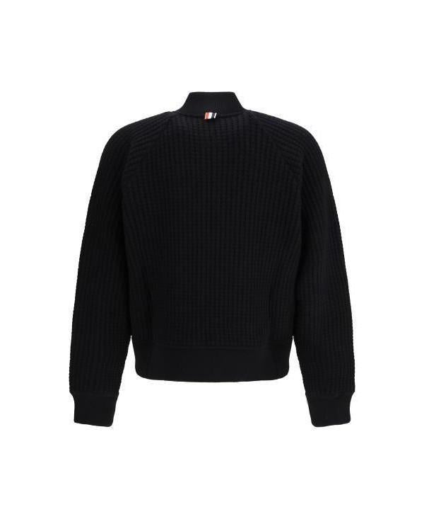 THOM BROWNE Wool Waffle Raglan 4-Bar Bomber Jacket MJT549A 05396 001