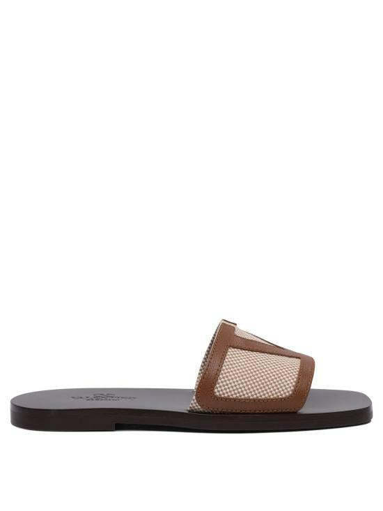 VALENTINO VLogo Superstar Canvas and Nappa Leather Slide Sandals
