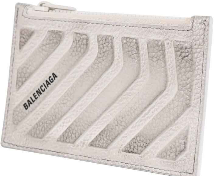 BALENCIAGA Dirty Effect Leather Card Holder Wallet