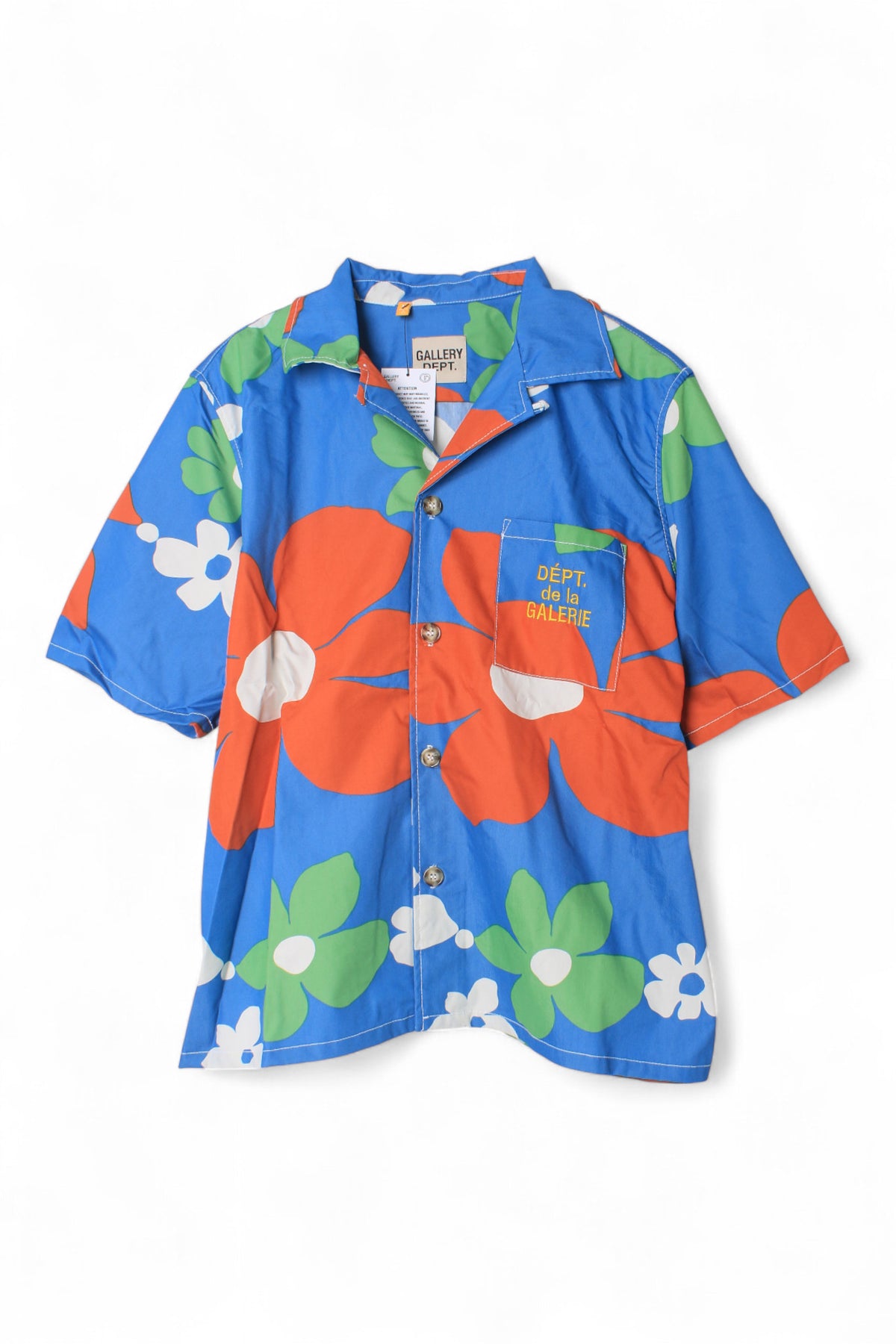GALLERY DEPT. Men's Blue Floral Print Short Sleeve Shirt GD PBF 12 5297