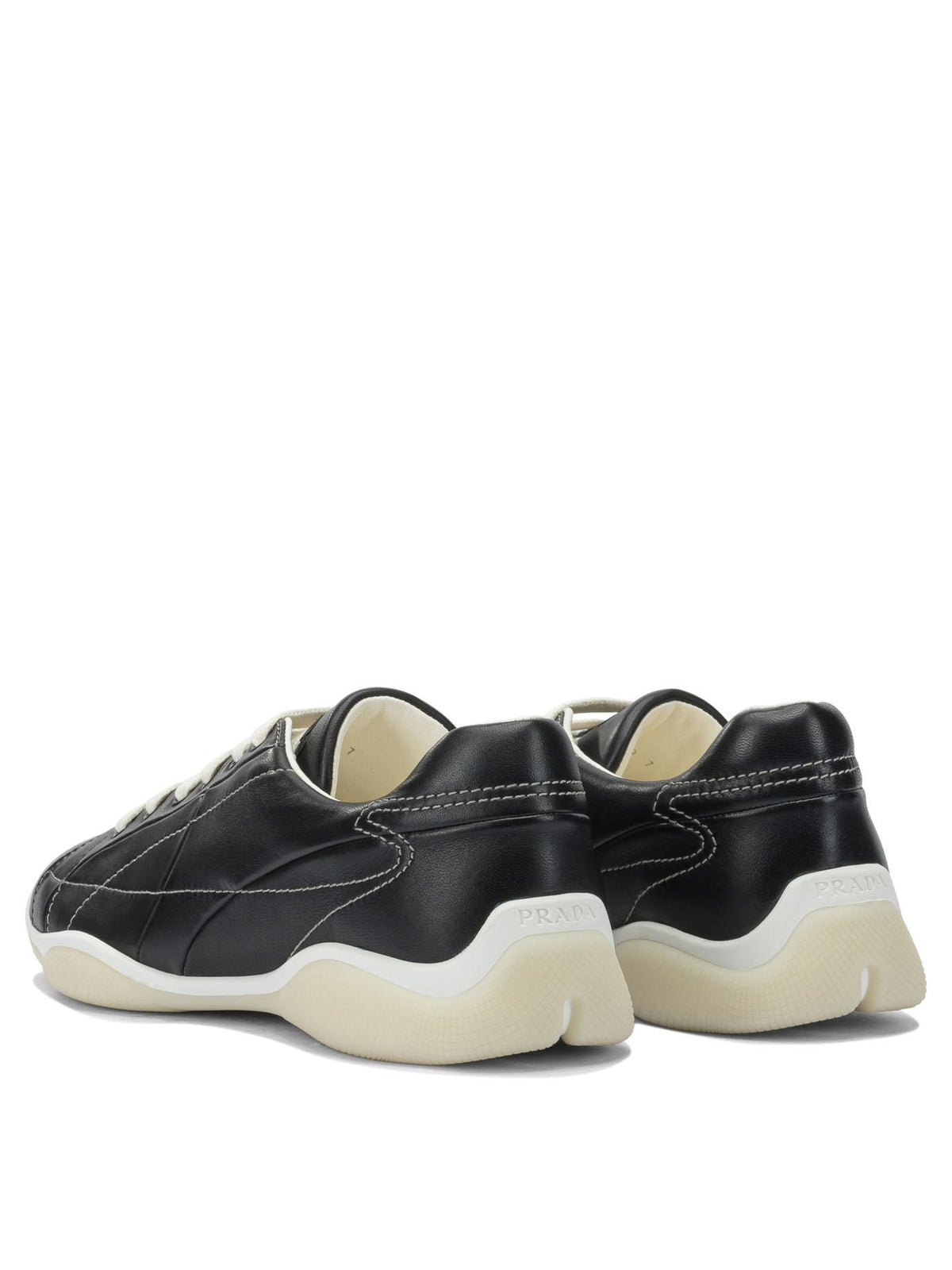 PRADA Black Leather Low Top Sneakers Men