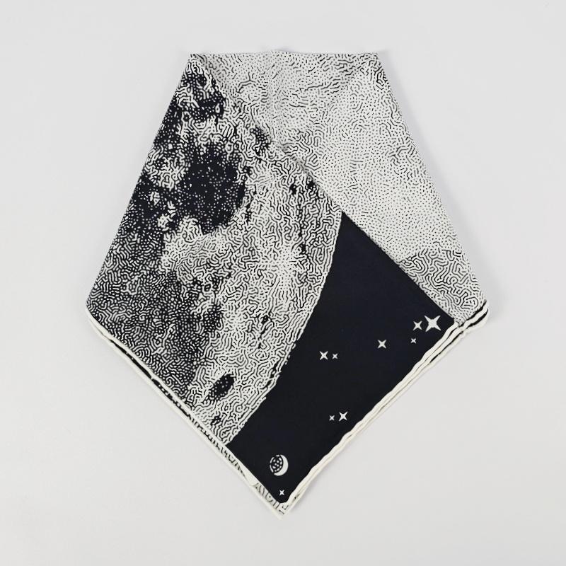 HERMES Clair de Lune Silk Scarf 70 Carré Black White Women
