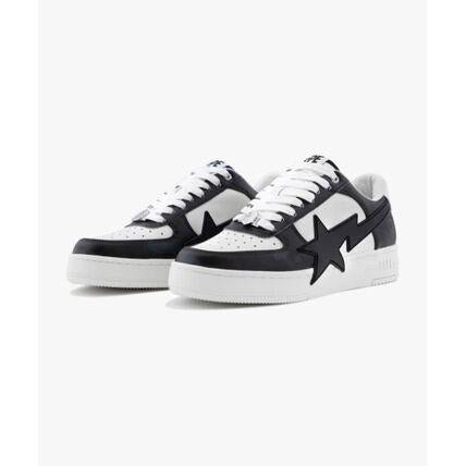 BAPE Leather Low-Top Sneakers for Men 001FWL301308MBLK BLACK DOM
