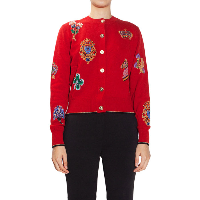BARRIE Women's Scottish Symbol Cashmere Cardigan C197243 408