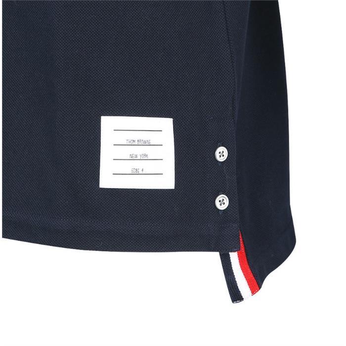 THOM BROWNE Relaxed Fit Short Sleeve Polo Shirt Navy MJP042A