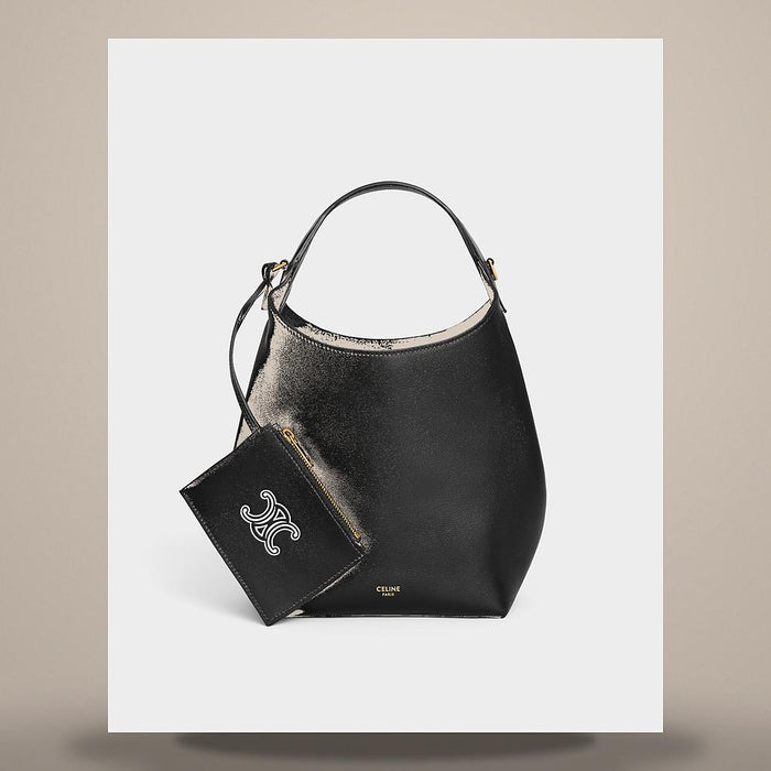 CELINE Small Hobo Soft Supple Calfskin Leather Black Tote Bag L10133Q71 38NO