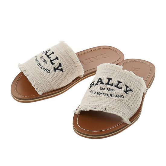 BALLY Leather Mule Slippers Women’s Sandals White WF101 HTE045