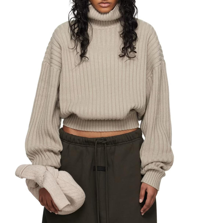 Fear of God Essentials Logo Patch Light Gray Turtleneck Sweater