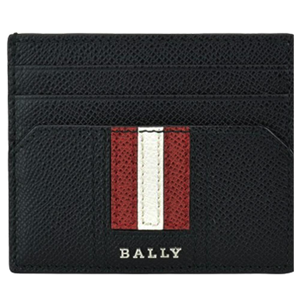 BALLY Talbyn Stripe Black Leather Card Holder