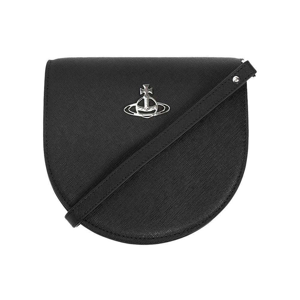Vivienne Westwood Black Leather Saddle Crossbody Bag Women