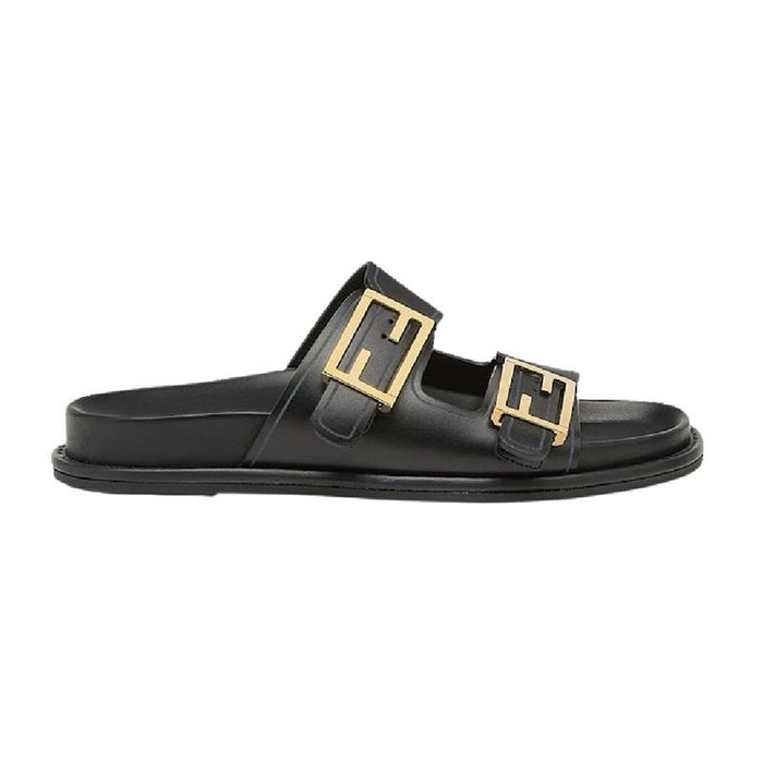 FENDI FF Logo Leather Slide Sandals for Women