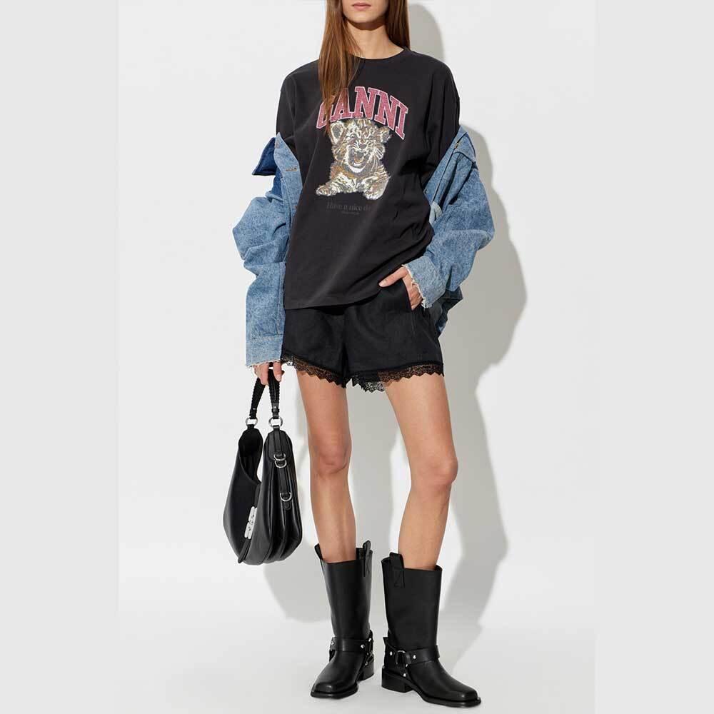 GANNI Heavy Cotton Jersey Short Sleeve T-Shirt Women