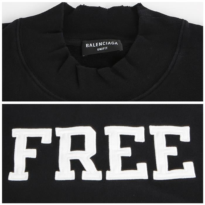 BALENCIAGA Unisex Slogan Print Sweatshirt Black