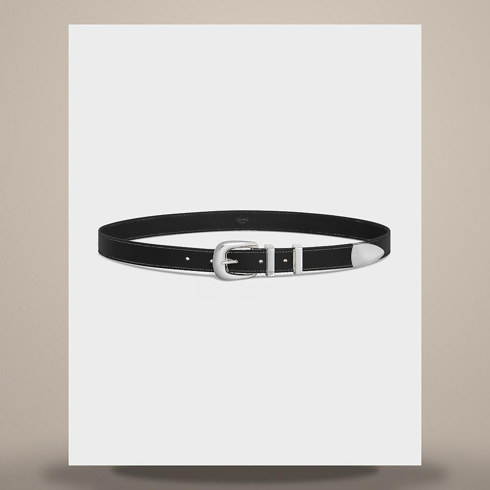 CELINE Vintage Calfskin Black 35mm Belt 45BNG3ATS 38KI