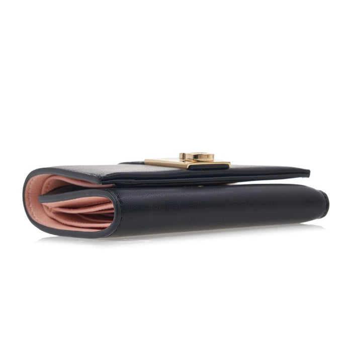 Ferragamo Women Hug Compact Bifold Wallet Black Leather 0770860