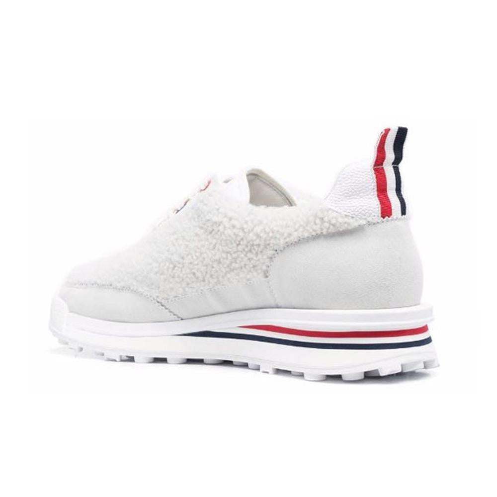 THOM BROWNE Shearling Tech Runner Low-Top Sneakers White