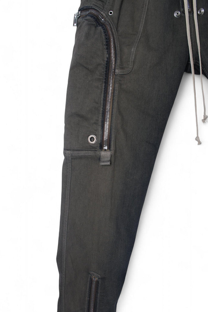 Rick Owens Dark Dust Degrade Stretch Denim Bauhaus Cargo Jogger Pants