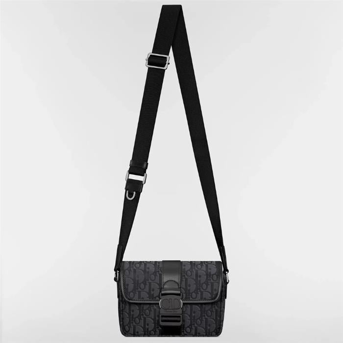 DIOR Trek Mini Flap Strap Bag Crossbody Black Leather