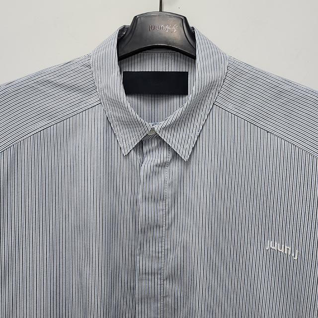 Juun.J Logo Embroidered Striped Long Sleeve Shirt