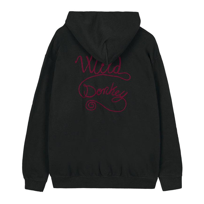Wild Donkey Unisex Chain Logo Zip Hoodie Black