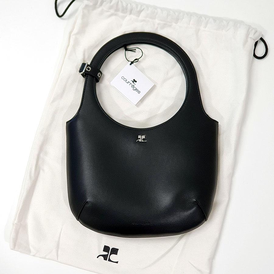 courreges Holly Black Leather Tote Bag 224GSA102CR0065 9999