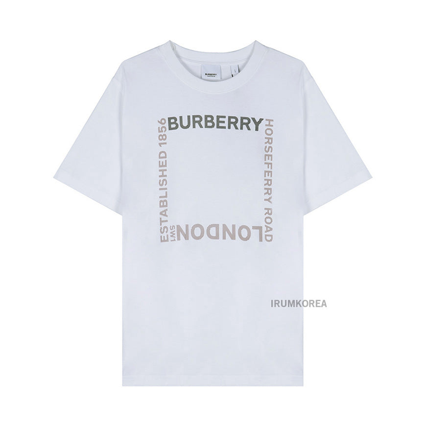 BURBERRY Logo Print Short Sleeve T-Shirt White Women