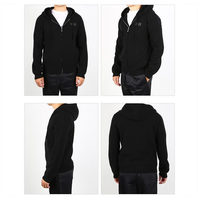 VALENTINO VLTN Logo Patch Cashmere Hooded Zip Sweatshirt for Men
