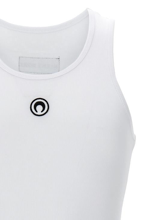 Marine Serre White Sleeveless Jersey T-Shirt MTT081 ACJER 0011