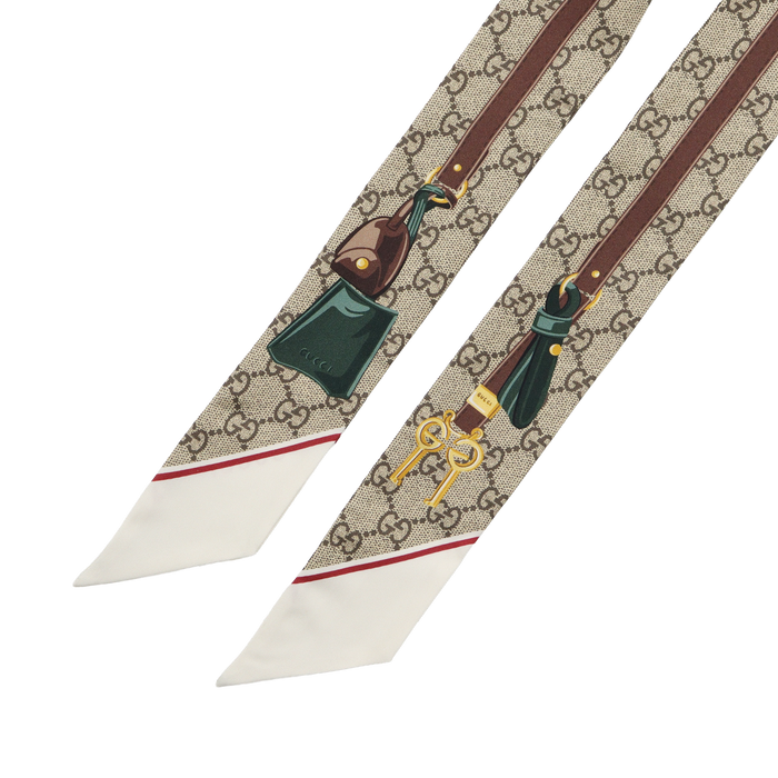 GUCCI GG Valigeria Print Silk Scarf