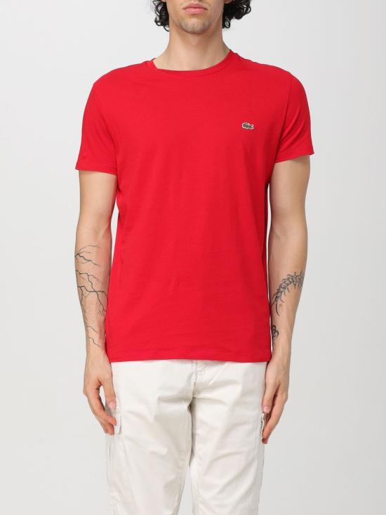 Lacoste Pima Cotton Jersey Crewneck T-Shirt Red Men’s