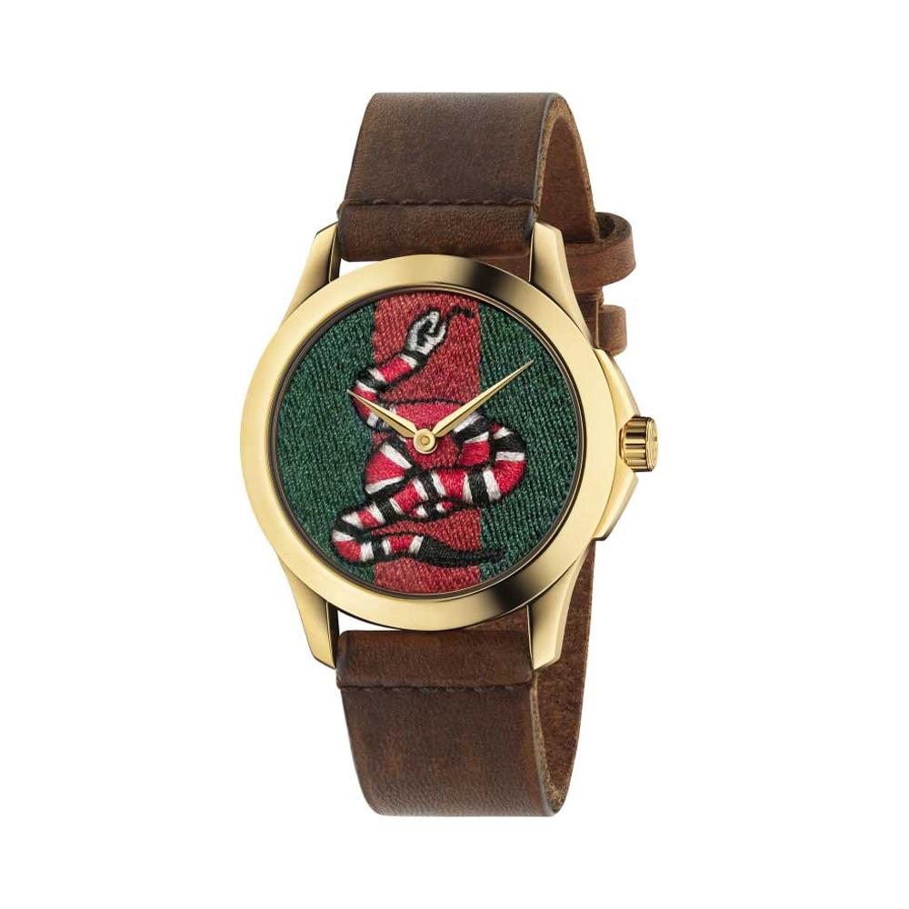 GUCCI G-Timeless Black Leather Quartz 38mm Men’s Watch